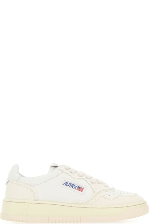 Autry for Women Autry Two-tone Leather And Fabric Medalist Sneakers