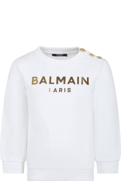 Topwear for Girls Balmain White Sweatshirt For Girl With Logo
