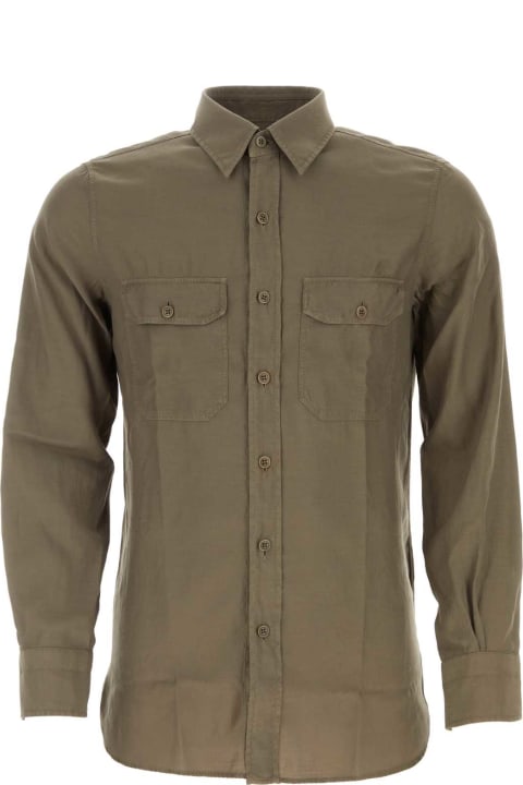 Tom Ford Clothing for Men Tom Ford Army Green Cupro Blend Shirt
