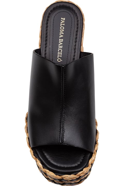 Homeware Paloma Barceló Paloma Ivane Leather Sandal With Raffia Wedge