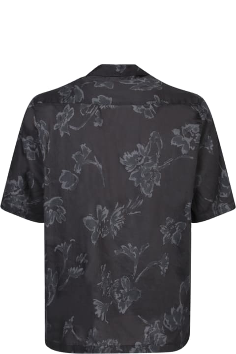 メンズ Officine Généraleのシャツ Officine Générale Short Sleeves Black/grey Shirt