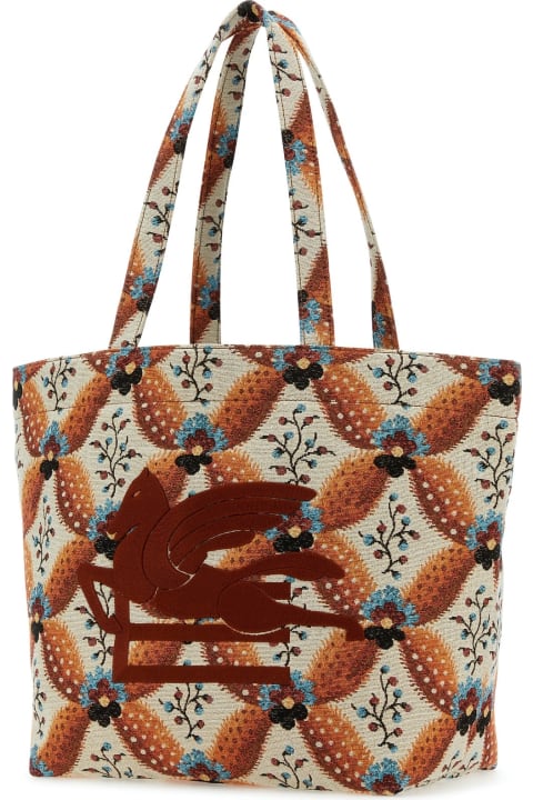 Homeware Etro Embroidered Canvas Medium Soft Trotter Shopping Bag