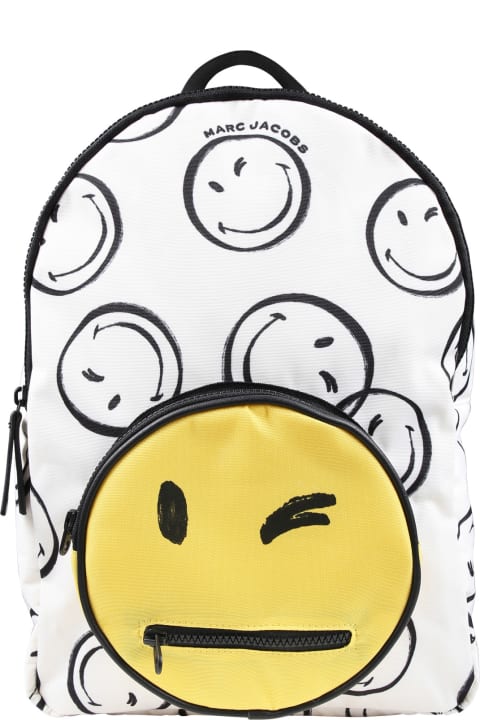 Fashion for Men Marc Jacobs Ivory Backpack For Kids With Yellow Smiley
