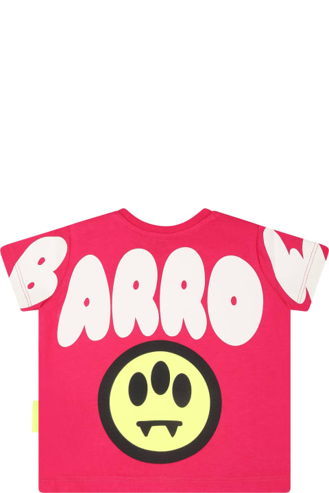 Barrow T-Shirts & Polo Shirts for Baby Girls Barrow Fuchsia T-shirt For Baby Girl With Smiley And Logo