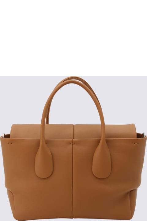 Tod's for Women Tod's Tan Leather Reverse Flat Top Handle Bag