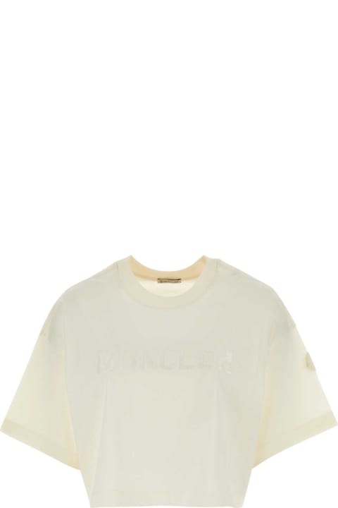 Topwear for Women Moncler Ivory Cotton Oversize T-shirt