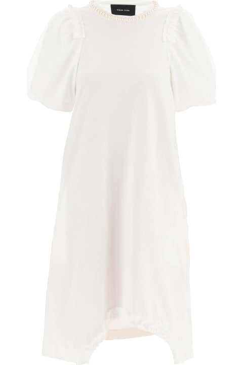 ウィメンズ Simone Rochaのワンピース＆ドレス Simone Rocha Cotton Dress With Tulle Sleeves And Pearls