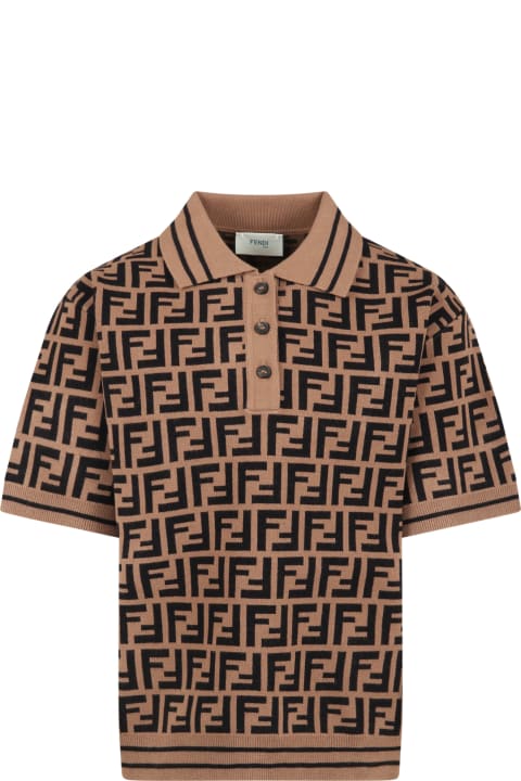 Fendi for Boys Fendi Brown Sweater For Boy With Ff