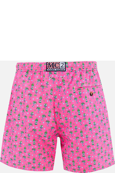 Homeware MC2 Saint Barth Man Lightweight Fabric Swim-shorts Lighting Micro Fantasy With Ice And Cocktail Print