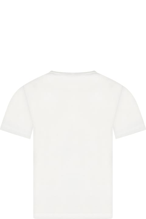 Stella McCartney Kids Stella McCartney Kids White T-shirt For Boy With Print And Logo