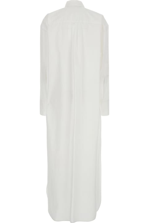 Homeware Federica Tosi White Long Shirt With Pointed Collar And Metallic Details On The Cuffs In Fabric Woman