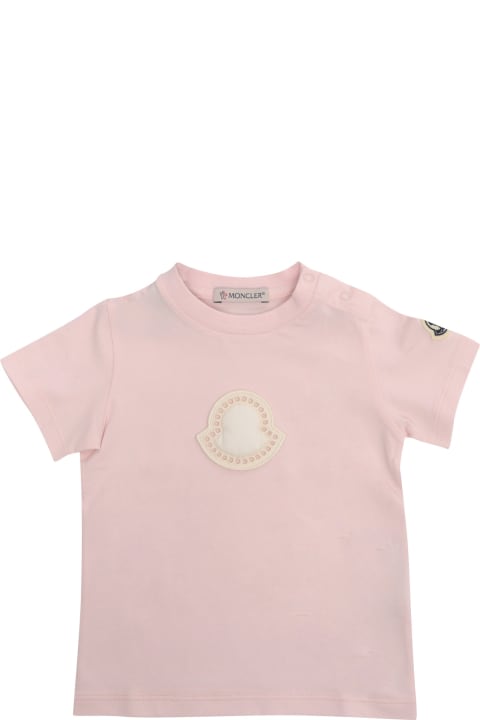 Topwear for Baby Girls Moncler Pink T-shirt With Logo