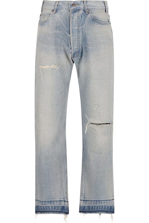 メンズ Celineのデニム Celine Wesley Distressed Straight Leg Jeans