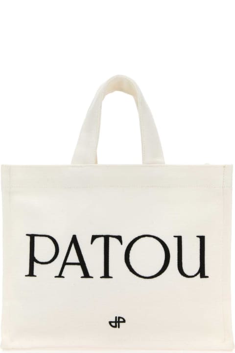 Patou Totes for Women Patou White Canvas Small Tote Patou Shopping Bag