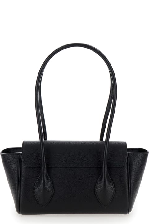 Fashion for Women Ferragamo 'east-west S' Black Handbag With Logo Detail In Hammered Leather Woman