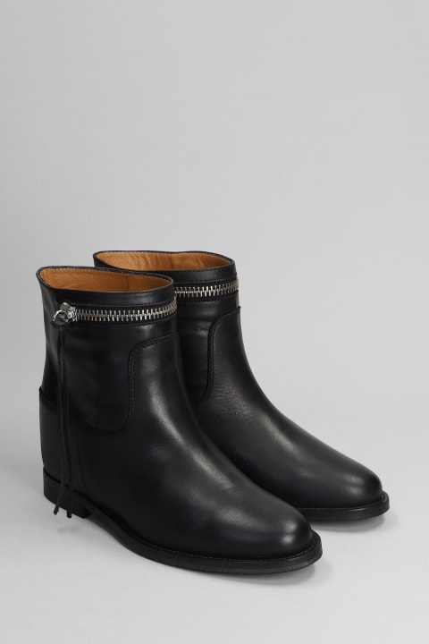 ウィメンズ Via Roma 15のブーツ Via Roma 15 Ankle Boots Inside Wedge In Black Leather