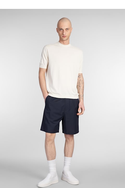 Low Brand Pants for Men Low Brand Georgette Shorts In Blue Wool