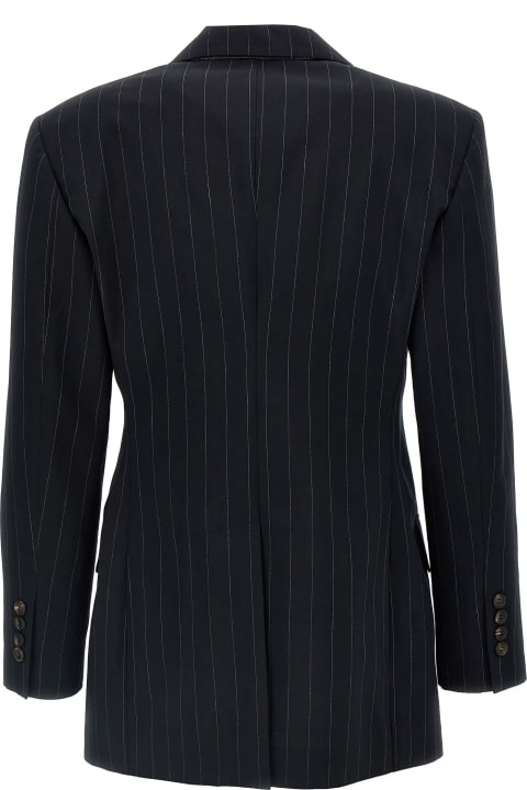 ウィメンズ Brunello Cucinelliのコート＆ジャケット Brunello Cucinelli Pinstriped Double-breasted Blazer