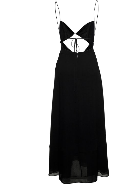 Dresses for Women Saint Laurent Black Viscose Crepe Long Dress With Cut Out Detail