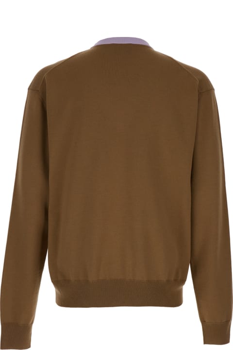 Jil Sander for Men Jil Sander Brown And Lillac Double-neck Sweater In Wool Man