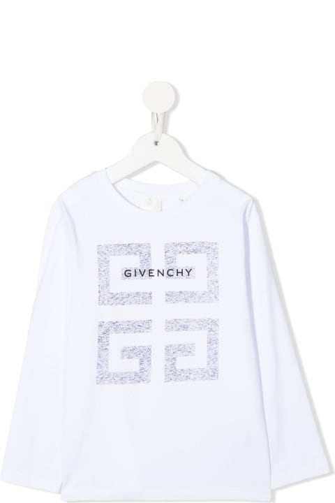 Givenchy T-Shirts & Polo Shirts for Boys Givenchy Kids White Long Sleeve T-shirt In Printed Jersey