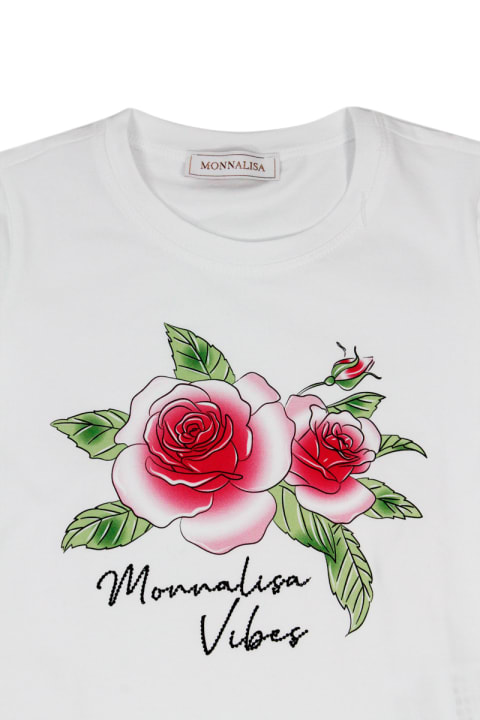 Monnalisa T-Shirts & Polo Shirts for Girls Monnalisa Short Sleeve Crewneck T-shirt With Pink Print