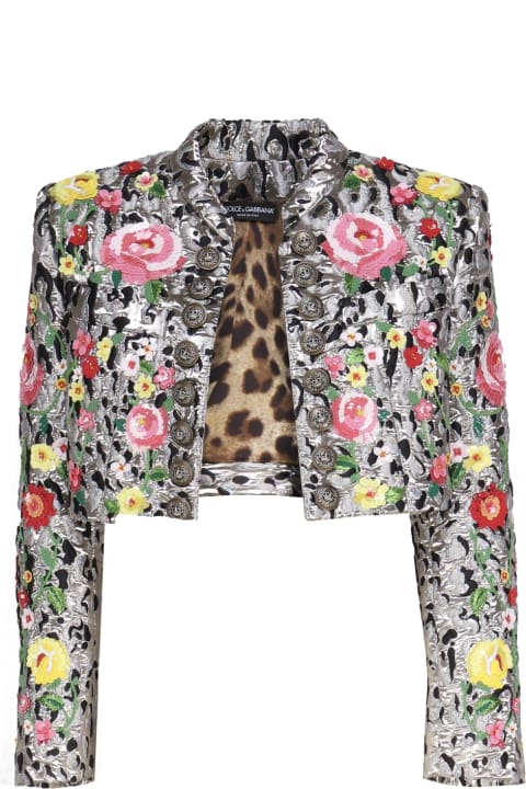 Dolce & Gabbana Coats & Jackets for Women Dolce & Gabbana Jacket With Animal Print And Flowers