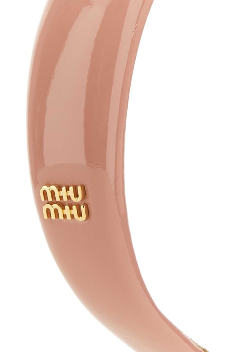 Miu Miu Hair Accessories for Women Miu Miu Pink Leather Headband