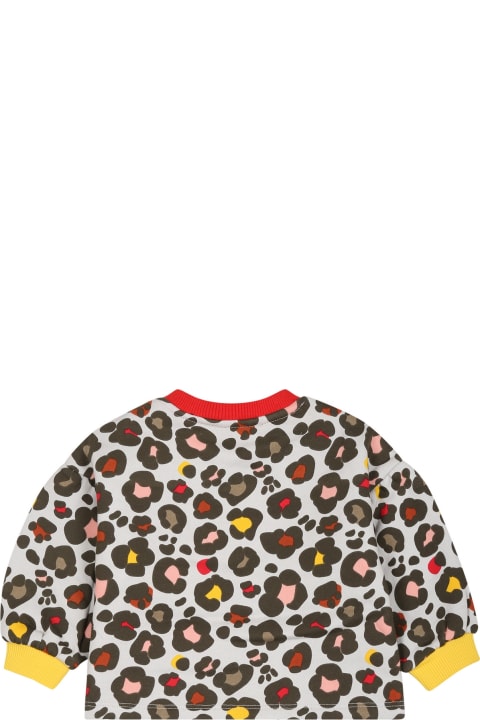 ベビーボーイズ Kenzo Kidsのニットウェア＆スウェットシャツ Kenzo Kids Beige Sweatshirt For Baby Girl With Logo And Print