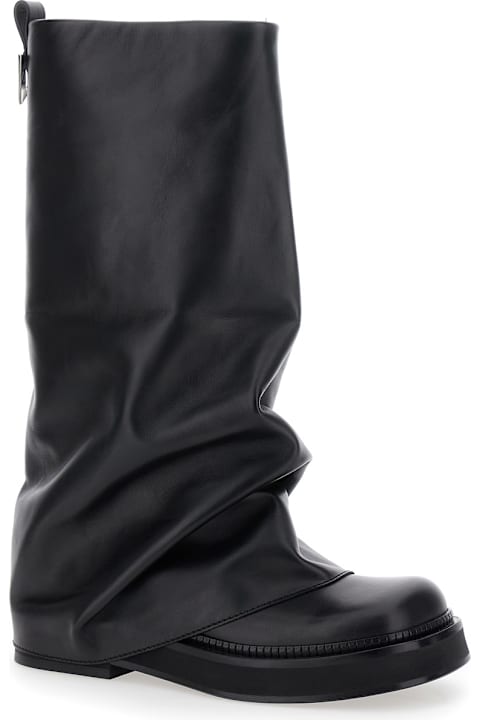 Homeware The Attico 'robin' Black Boots With Square Toe And Logo Plaque On The Rear In Leather Woman
