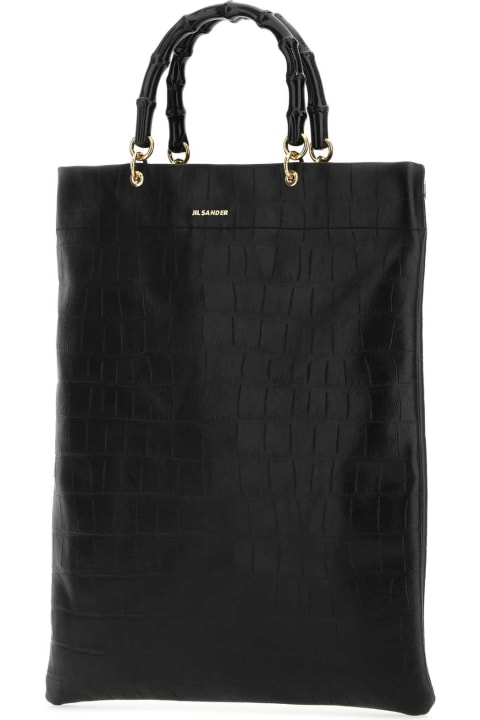 ウィメンズ Jil Sanderのトートバッグ Jil Sander Black Leather Medium Shopping Bag