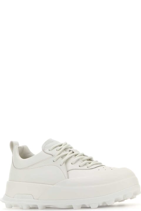 Jil Sander Sneakers for Men Jil Sander White Leather And Rubber Orb Sneakers
