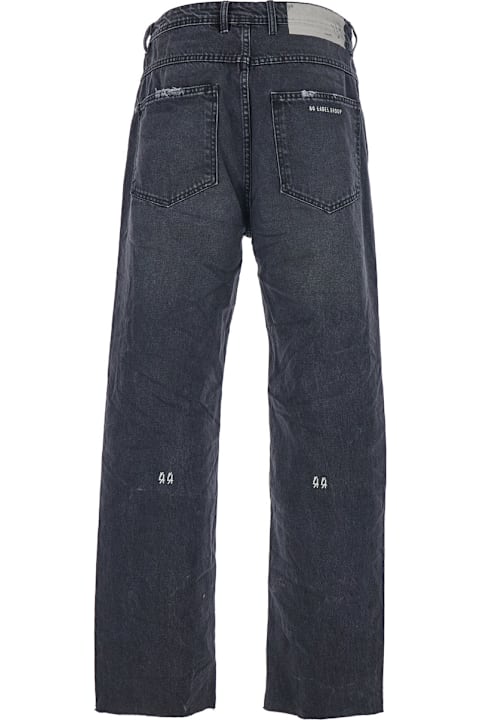 44 Label Group for Women 44 Label Group Black Jeans With Logo Patch On The Rear And Side Strap With Logo In Denim Man