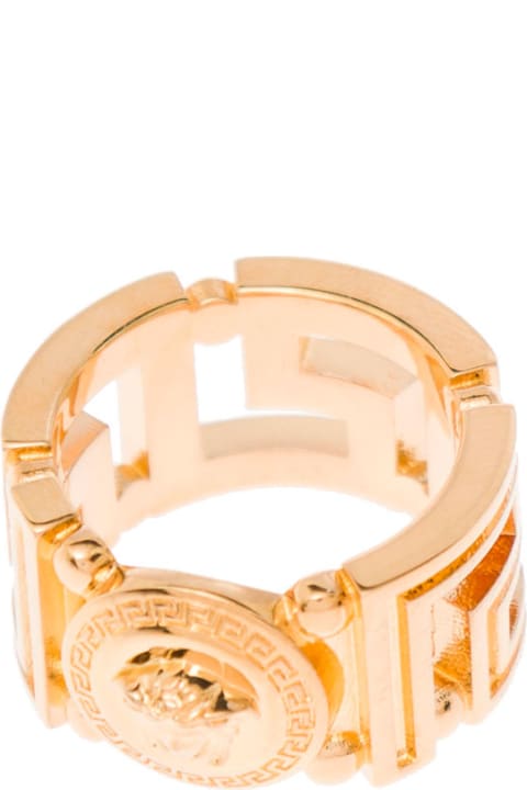 Squareed Greca Gold Metal Ring Versace Woman