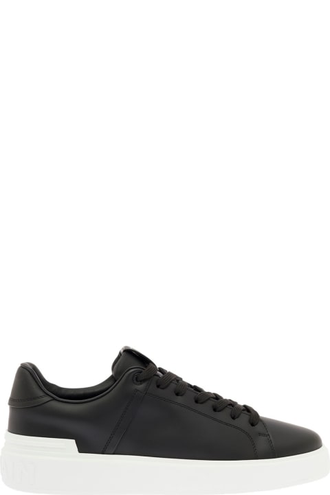 Balmain Man's B-court Black Leather Sneakers