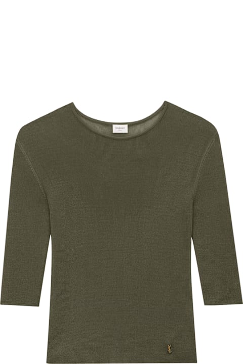 ウィメンズ Saint Laurentのウェア Saint Laurent Semi-sheer Certified Viscose Knitted Top
