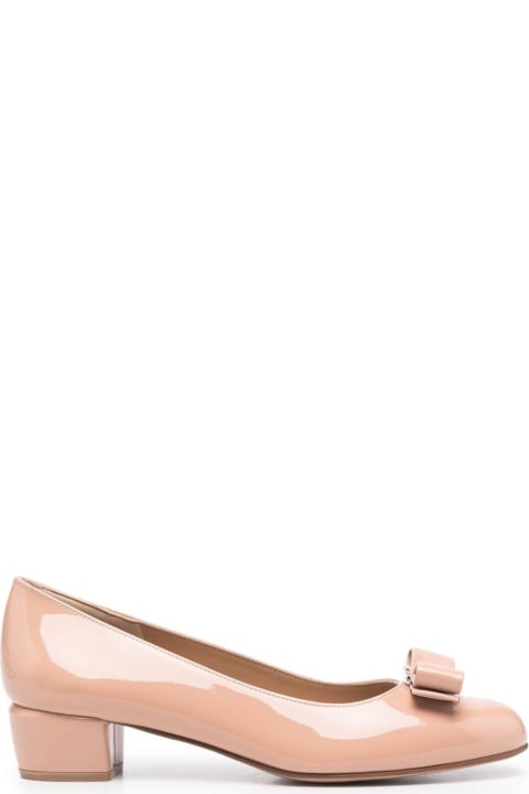 Ferragamo High-Heeled Shoes for Women Ferragamo Pink Viva Patent Finish Ballet Flats With Logo Placque In Leather Woman