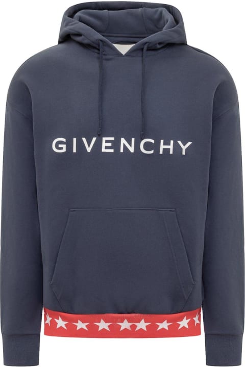 Givenchy Men Givenchy Logo Printed Drawstring Hoodie