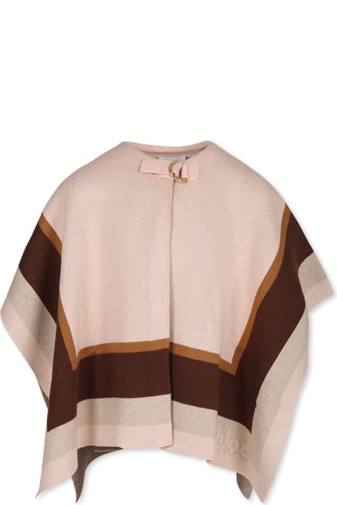 Chloé معاطف وجواكت لـ أولاد Chloé Pink Cape For Girl With Logo