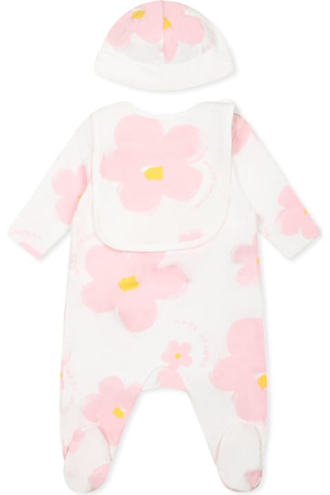 Little Marc Jacobs for Baby Girls Little Marc Jacobs White Baygrow Set For Baby Girl With Flowers