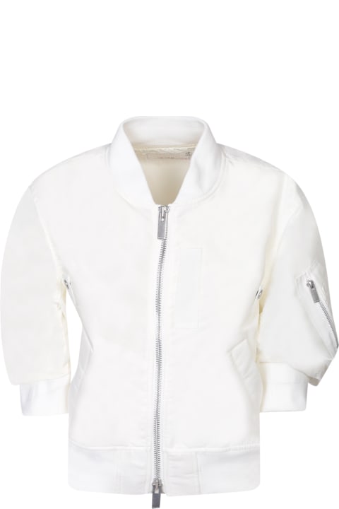Sacai Coats & Jackets for Women Sacai White Nylon Bomber With Puff Sleeves
