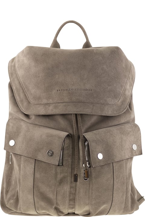 Brunello Cucinelli حقائب ظهر لـ القسم الرجالي Brunello Cucinelli Suede Backpack