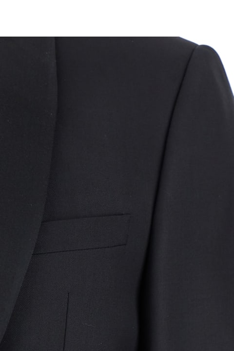 Emporio Armani لـ Men Emporio Armani Black Single Breasted Jacket With Back Slit In Virgin Wool Man