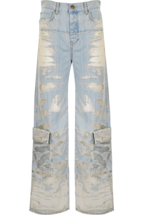 Pinko for Women Pinko Cargo Jeans With Transparent Devore' Details