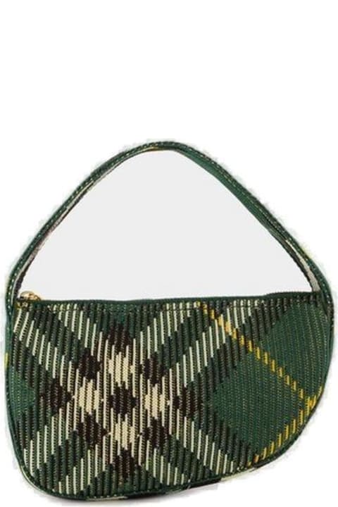 Burberry حقائب توتي لـ السيدات Burberry Checked Zipped Mini Knitted Tote Bag