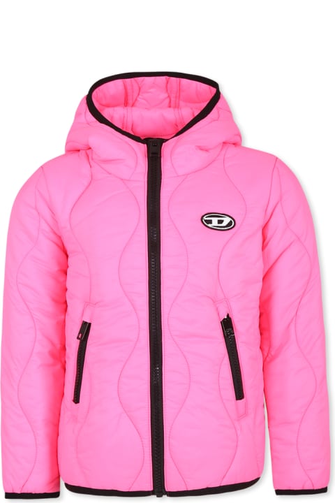 Diesel for Girls Diesel Pink Down Jacket For Girl With Logo