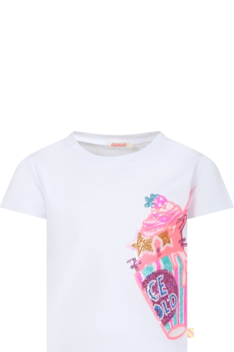 Billieblush for Kids Billieblush White T-shirt For Girl With Multicolor Print