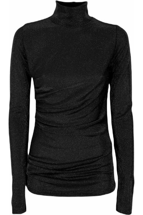 MSGM Sweaters for Women MSGM Glittery Gathered High-neck Metallic T-shirt
