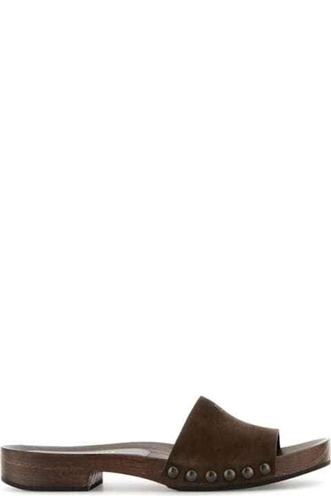 Flat Shoes for Women Miu Miu Brown Suede Clogs