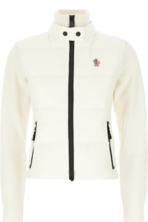 Moncler Grenoble Coats & Jackets for Women Moncler Grenoble White Wool Blend Tricot Cardigan